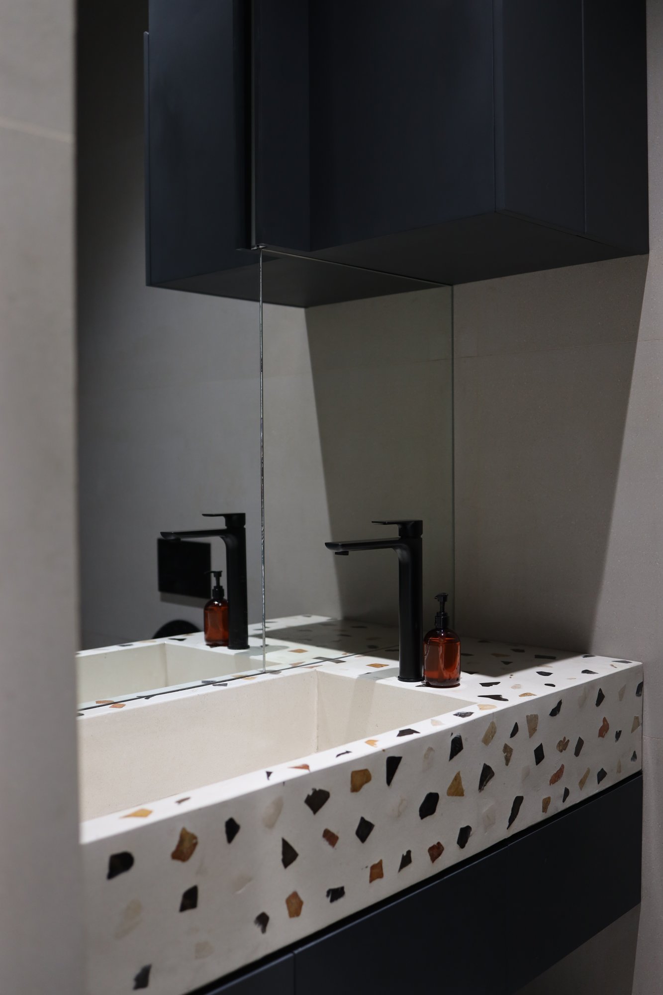 Bathroom — terrazzo vanity detail